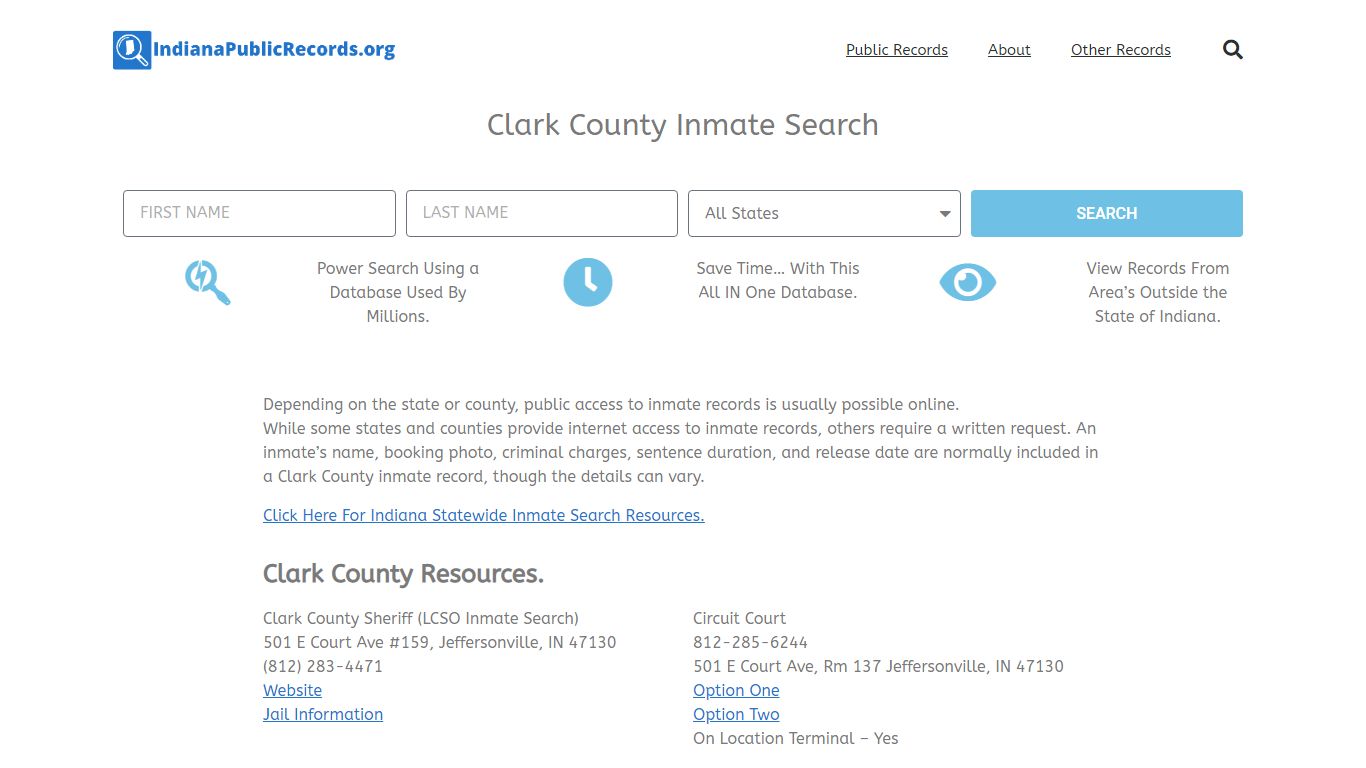 Clark County Inmate Search - LCSO IN Current & Past Jail Records